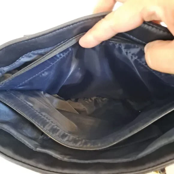 Tommy Hilfiger Shopper Tote Bag Signature TH Pattern Black 9-1/2"×10"×2-1/2" - Picture 9 of 15